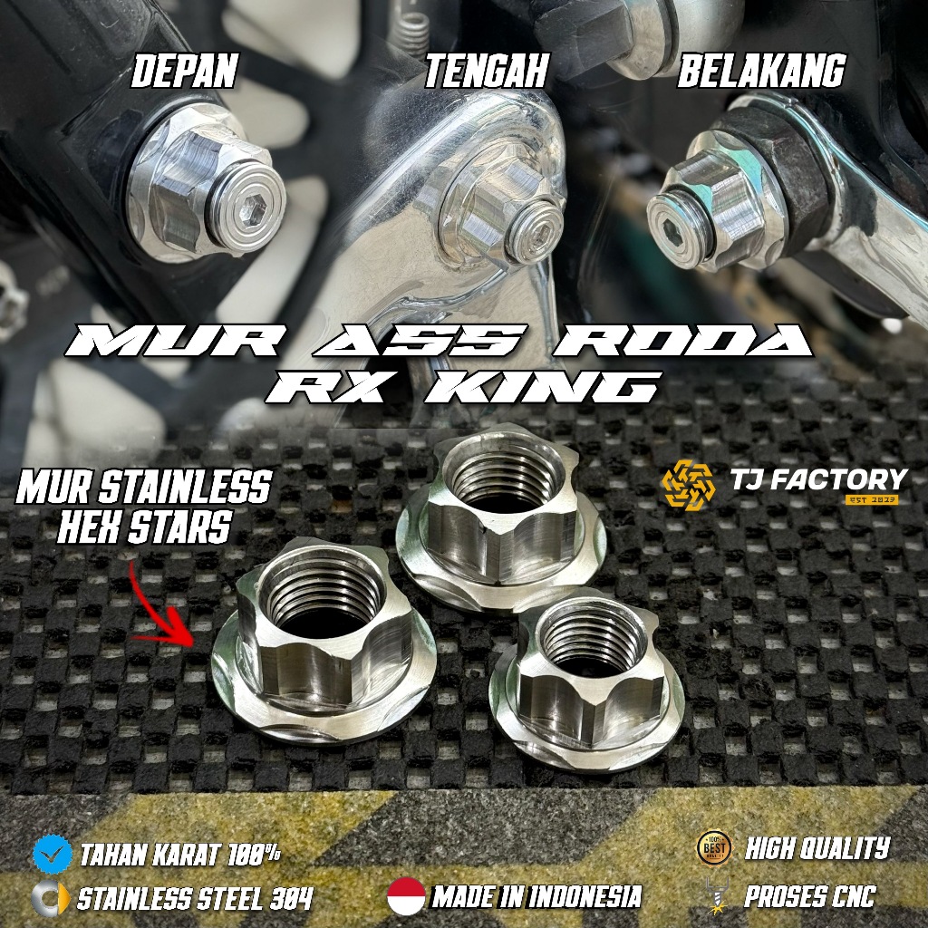 Jual Mur Roda Stainless DEPAN TENGAH AREM BELAKANG RX KING baut ...