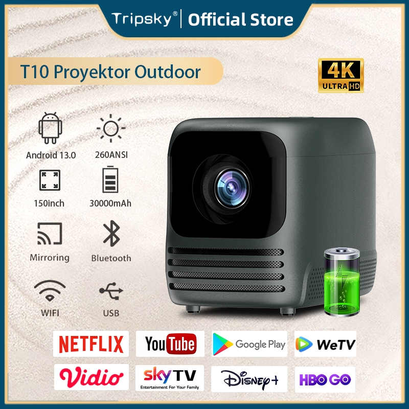 Jual Tripsky T10 Proyektor Android 13OS 260ANSI 15000Lumen 1920x1080P ...