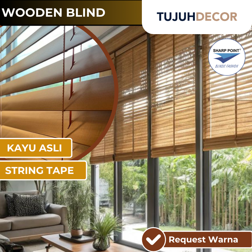 Jual SET Wooden Blind STRING TAPE Lebar 30 s/d 100 cm - Kayu Asli ...