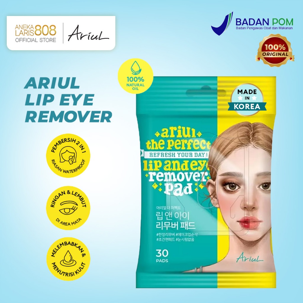 Ariul Lip and Eye Remover Pad The Perfect Refresh Your Day! 30 Sheet - Tissue Pembersih Make Up BPOM