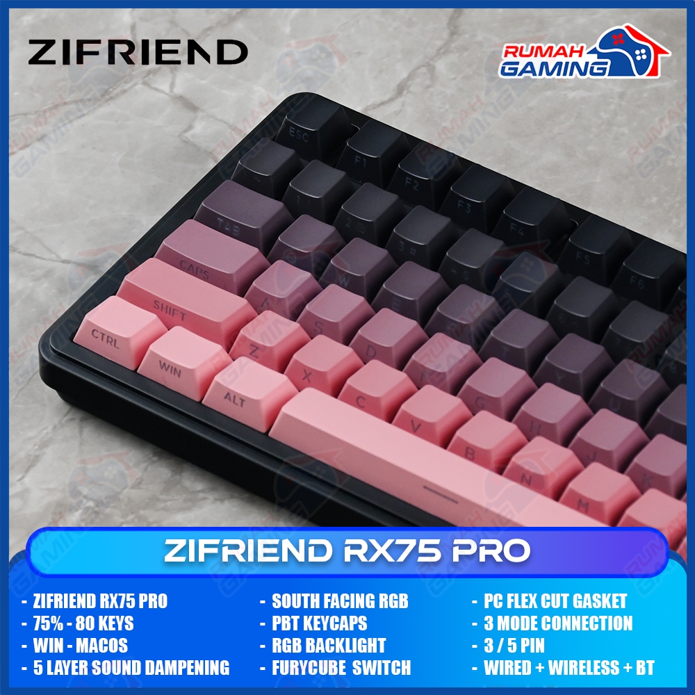 Jual ZIFRIEND RX75 PRO - 75% - 3 Mode - Gasket Mount - 3/5 PIN Hotswap ...