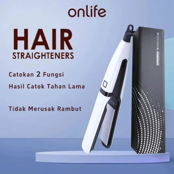 2 In 1 Catok Rambut Onlife Ceramic Tourmaline Coating Inflatable Plate