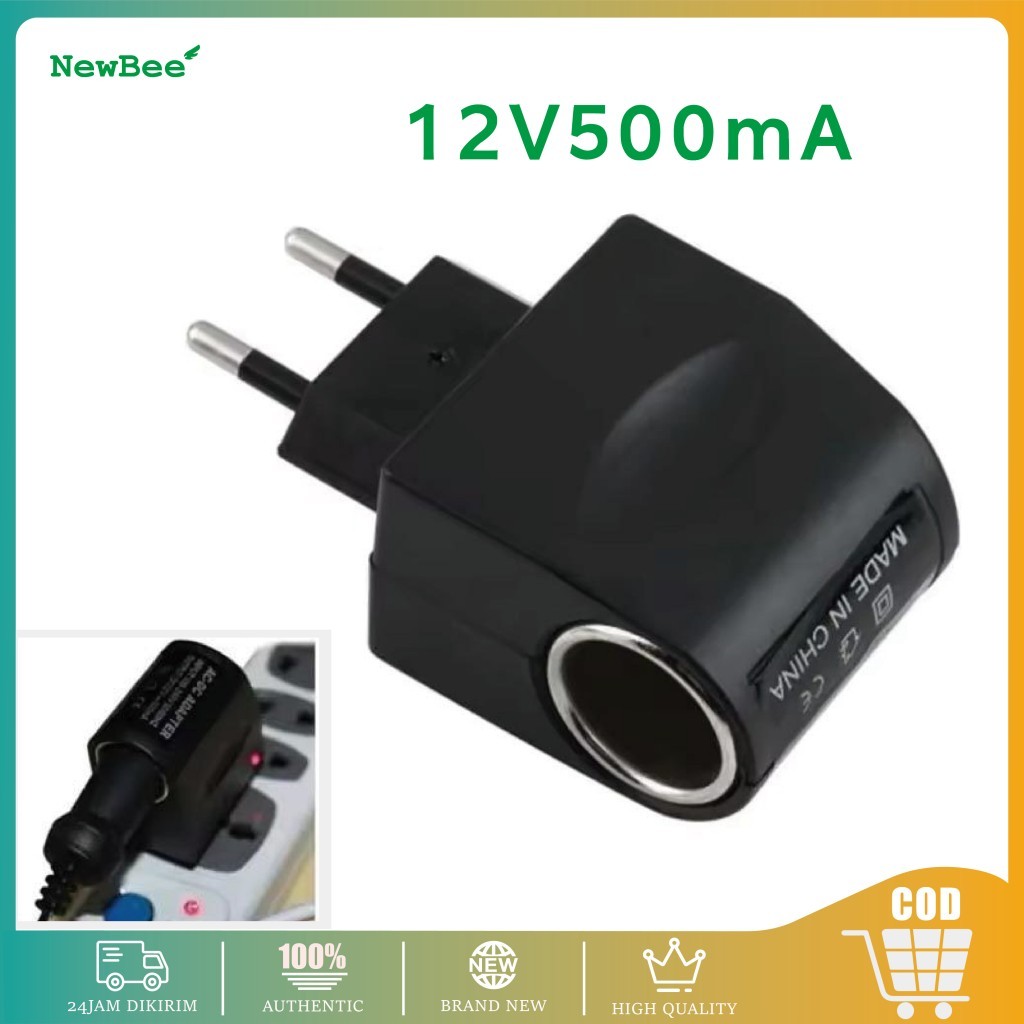 Jual Car Charger Portable EU Plug 220V AC to DC 12V Adaptor Converter ...