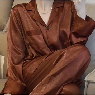 Sleepwear Wanita Piyama Satin Premium Lengan Panjang Pakaian Rumah Korea Style Kualitas Tinggi