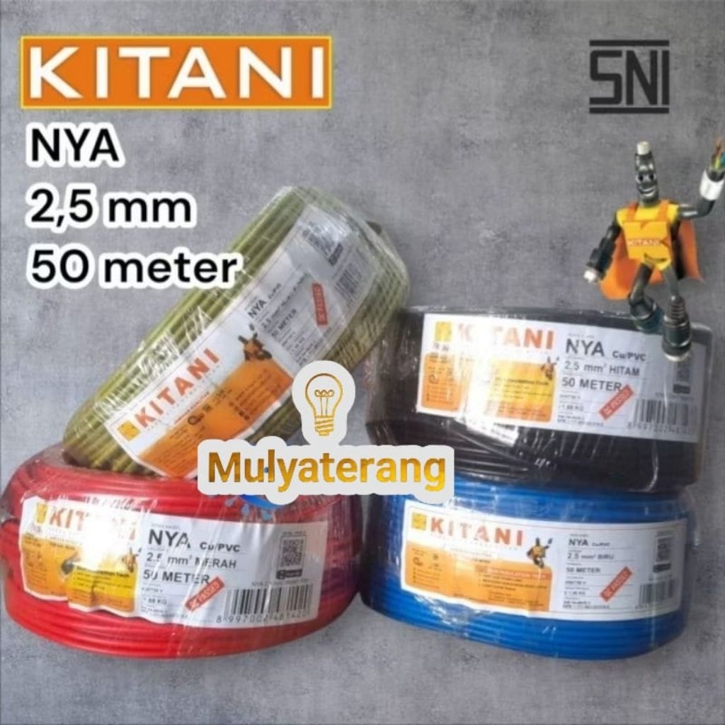 Jual Kabel Listrik KITANI NYA 2.5 mm 50 meter Kabel Engkel Merah Biru ...