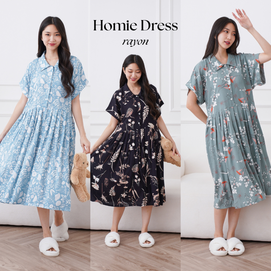 Jual Homie Dress - RAYON PREMIUM Pajamas Set Piyama Dailywear | Snuggle ...