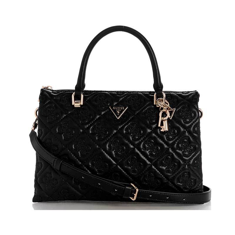 GUESS Adelasia Handtasche – Multi Comp Satchel In Schwarz, Aus Polyurethan, Mit Abnehmbarem Schulterriemen, Ca. 30x22x11 Cm