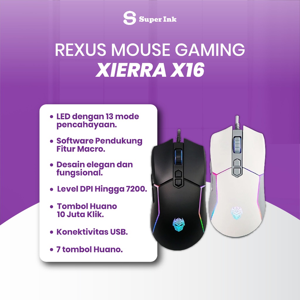 Jual Rexus Mouse MS Gaming Xierra X-16 RGB – Mouse Gaming 7200 DPI ...