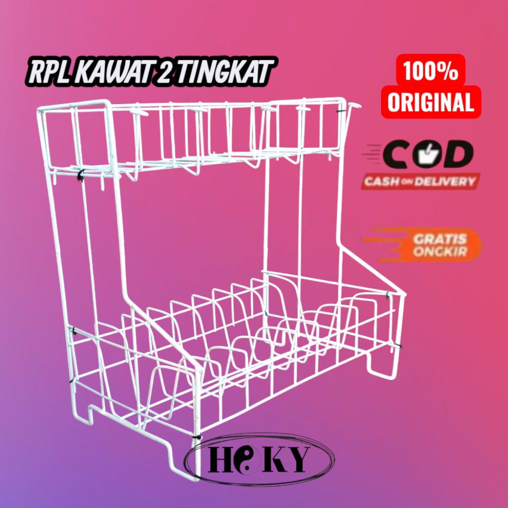 Jual RAK PIRING KAWAT RPL 2 SUSUN/RAK PIRING DENGAN CANTOLAN GELAS/RAK ...