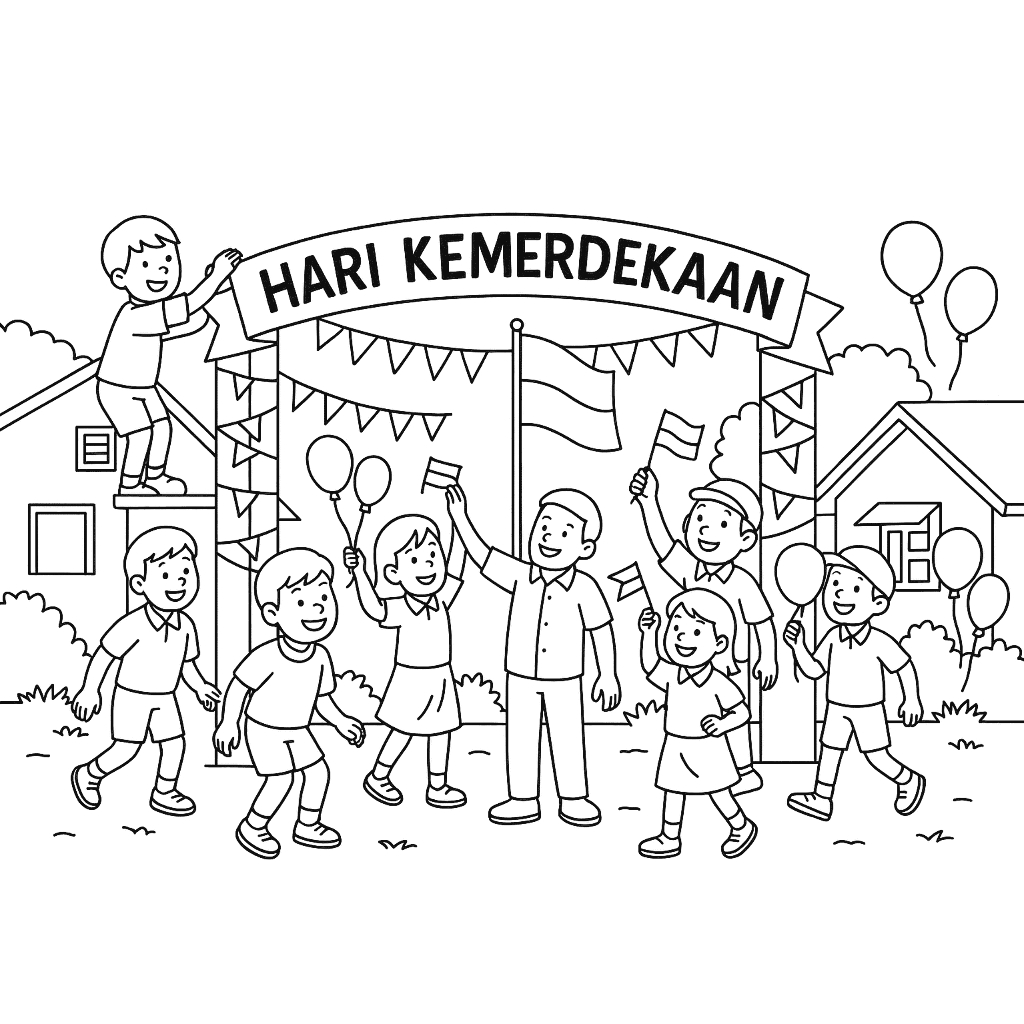 Jual Kertas Gambar Mewarnai Tema HUT Kemerdekaan RI Ukuran A4 Isi 15 ...