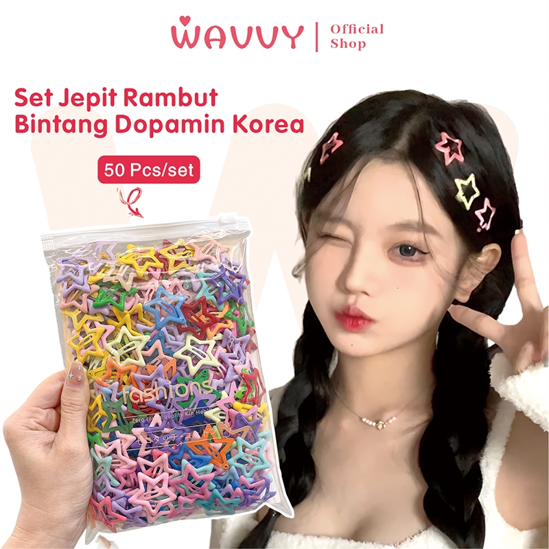 Jual Wavvy Set Jepit Rambut Bintang Berwarna-warni Gaya Korea 50 Pcs ...