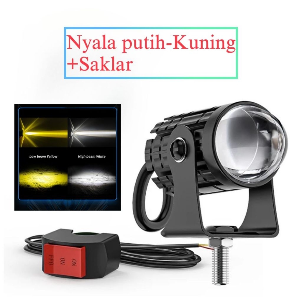 Jual Lampu sorot foglamp tembak mini laser driving putih-kuning hi low ...