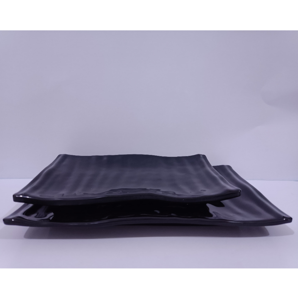 Jual AZWARE Piring Kotak Ulir Hitam Melamine | Shopee Indonesia