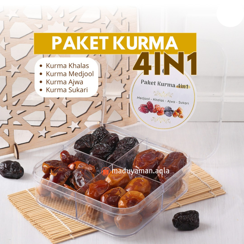 Jual Paket Kurma 4 In 1 (Kurma Ajwa Madinah, Kurma Medjool Palestine ...