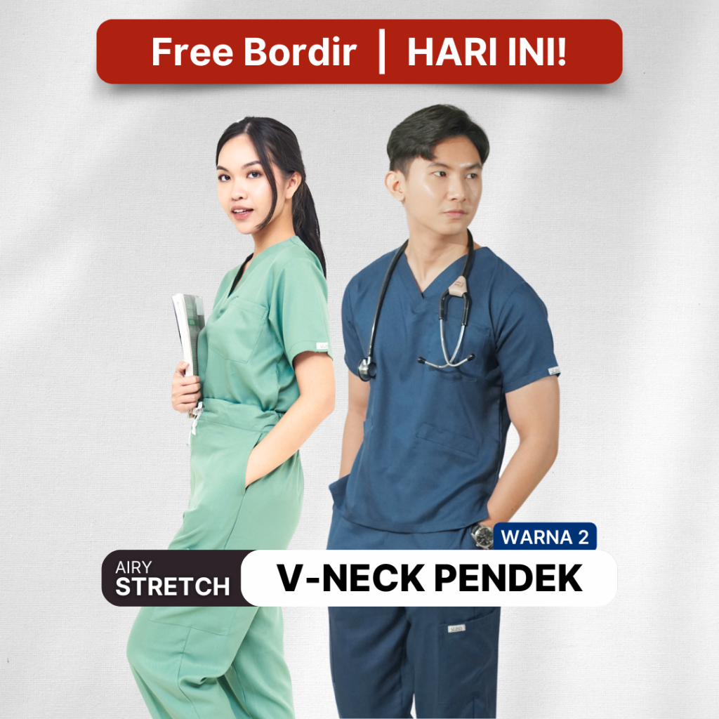 Jual [AIRY STRETCH] Warna 2 Vneck Pendek Scrub Baju jaga OK - Stasis ...