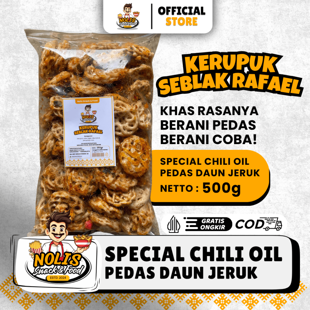 Jual Kerupuk Rafael Pedas Daun Jeruk 500gram [NOLIS SNACK & FOOD]Seblak ...
