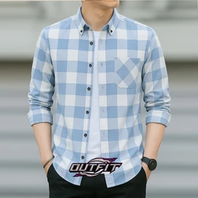 Kemeja Pria Lengan Panjang Bahan Flanel Motif Kotak