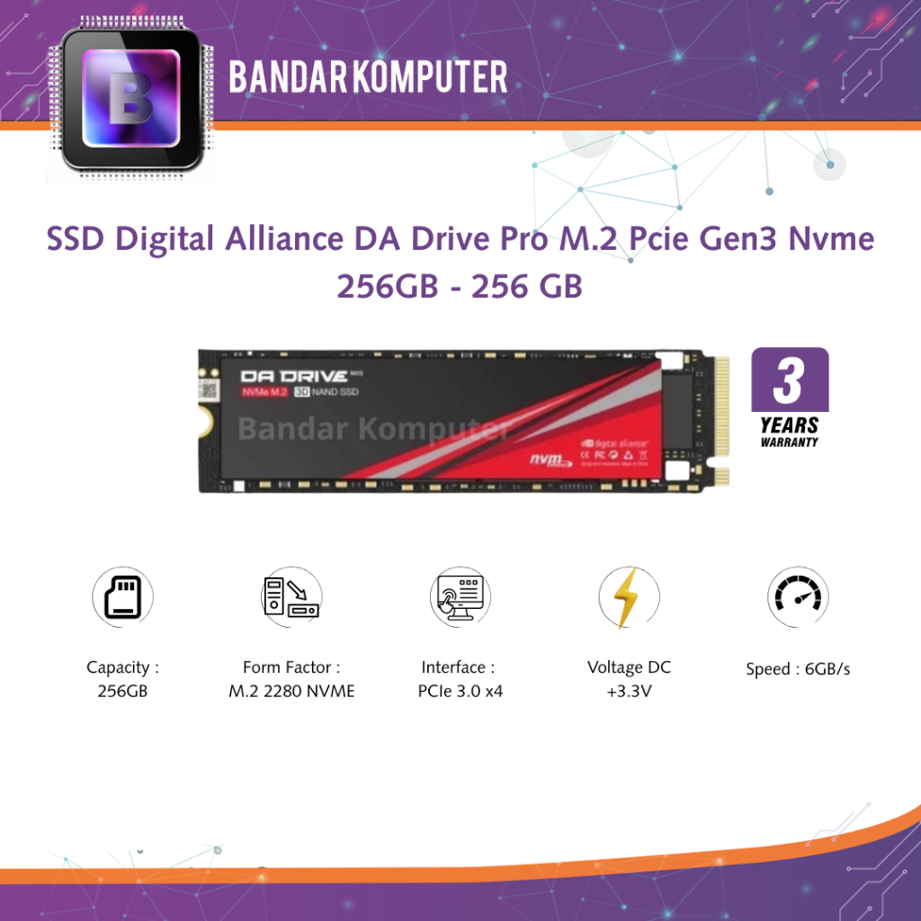 Jual SSD Digital Alliance DA Drive Pro M.2 Pcie Gen3 Nvme 256GB - 256 ...