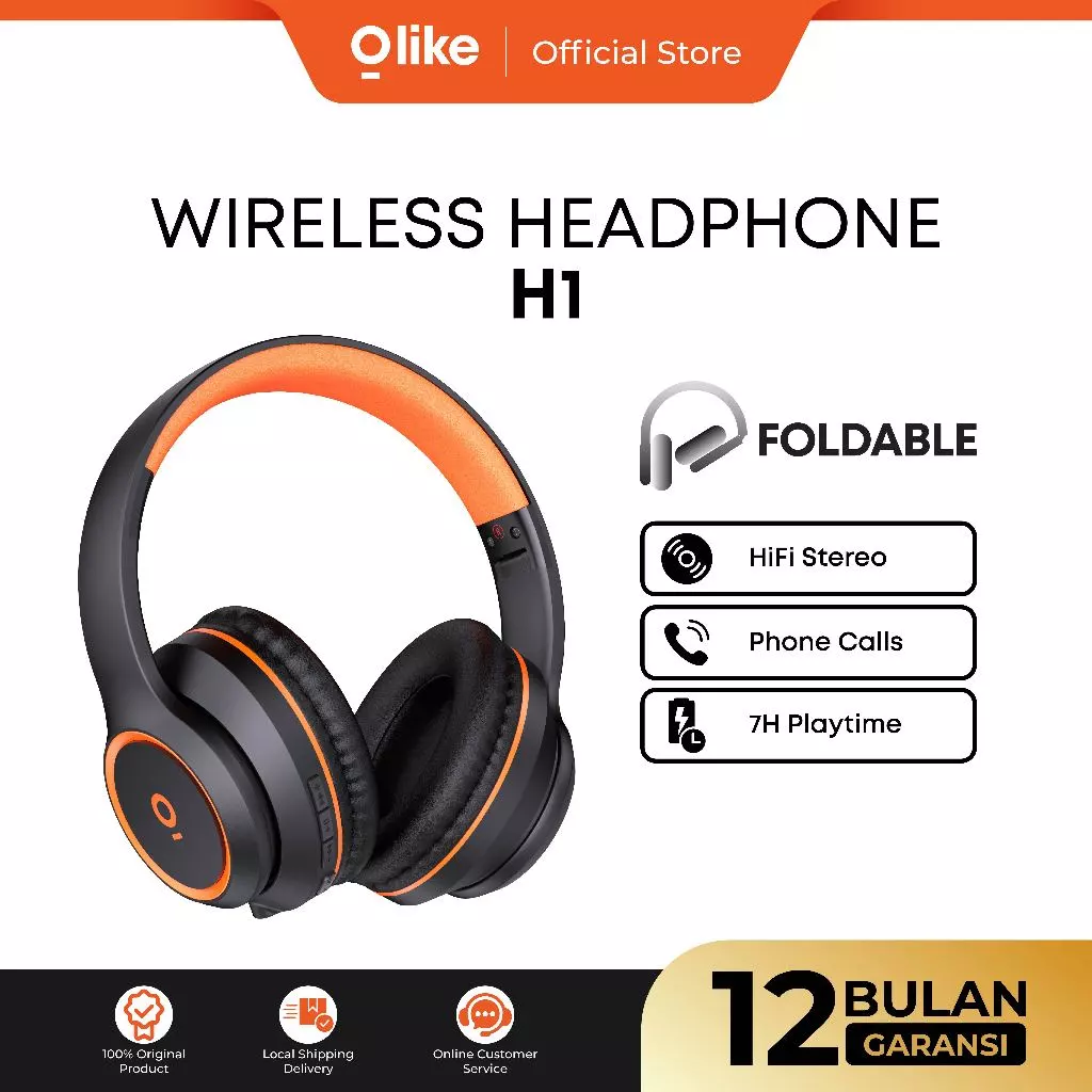 OLIKE HEADPHONE BLUETOOTH MIC HANDSFREE HEADSET EARPHONE WIRELESS H1 - LIVE