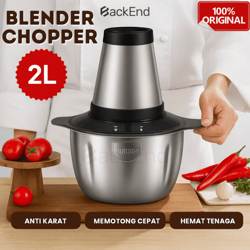 Jual Chopper Daging 2L Stainless – Blender Penggiling Bumbu, Sayur & 4 ...