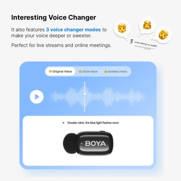 BOYA Mini 15 Port Lightning Mikrofon Klip Nirkabel 2.4GHz Ultra Mini Wireless Microphone