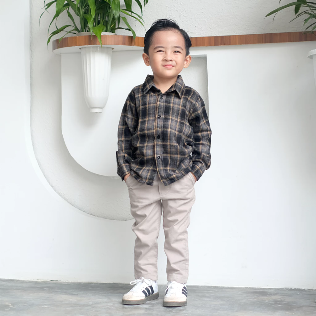 Detail Kemeja Flanel Anak Minimay