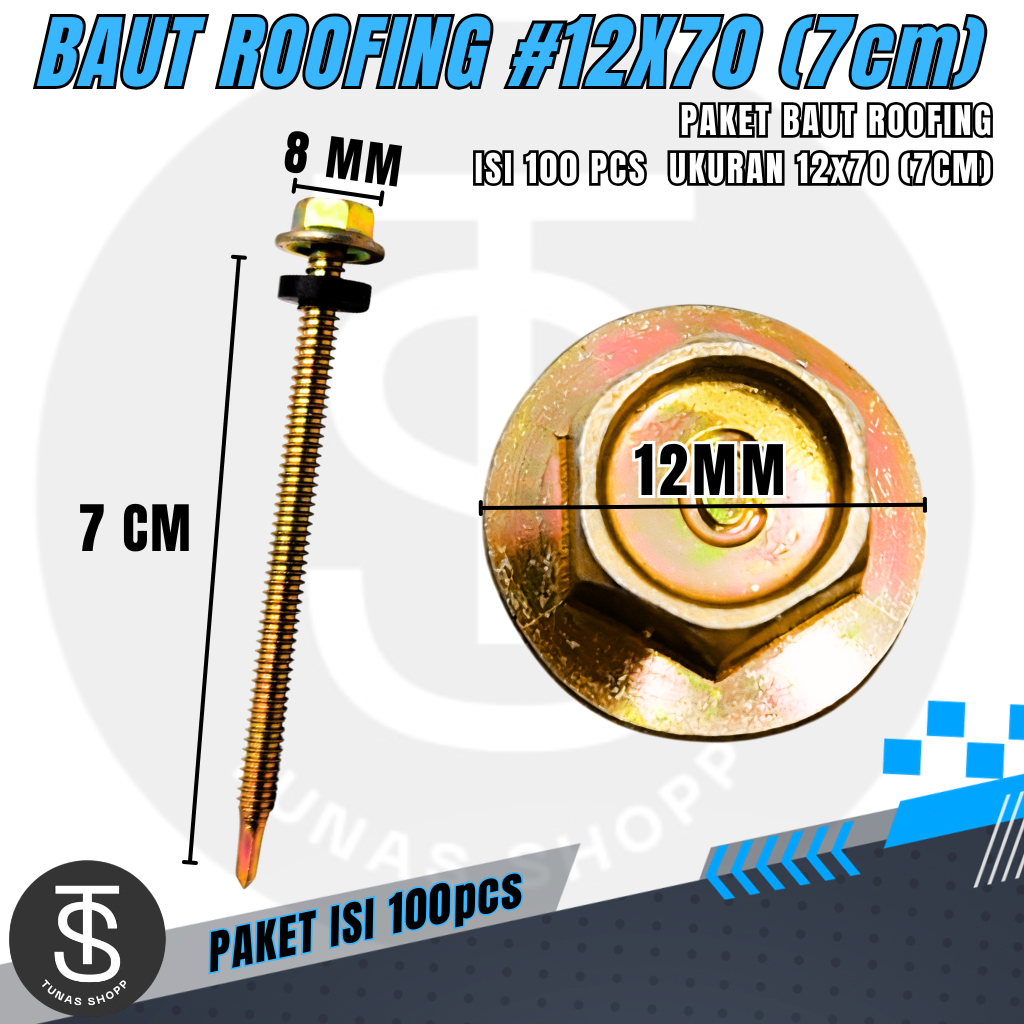 Jual Baut Roofing Anti Bocor 12x70 / Sekrup Atap Baja Ringan Isi 100pcs ...