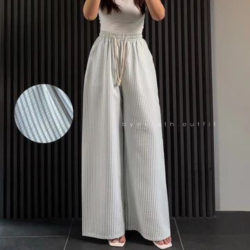 BYACLOTH Everyday Pants Stripe Pants Celana Panjang Wanita Baggy Kantor Kuliah Motif Garis