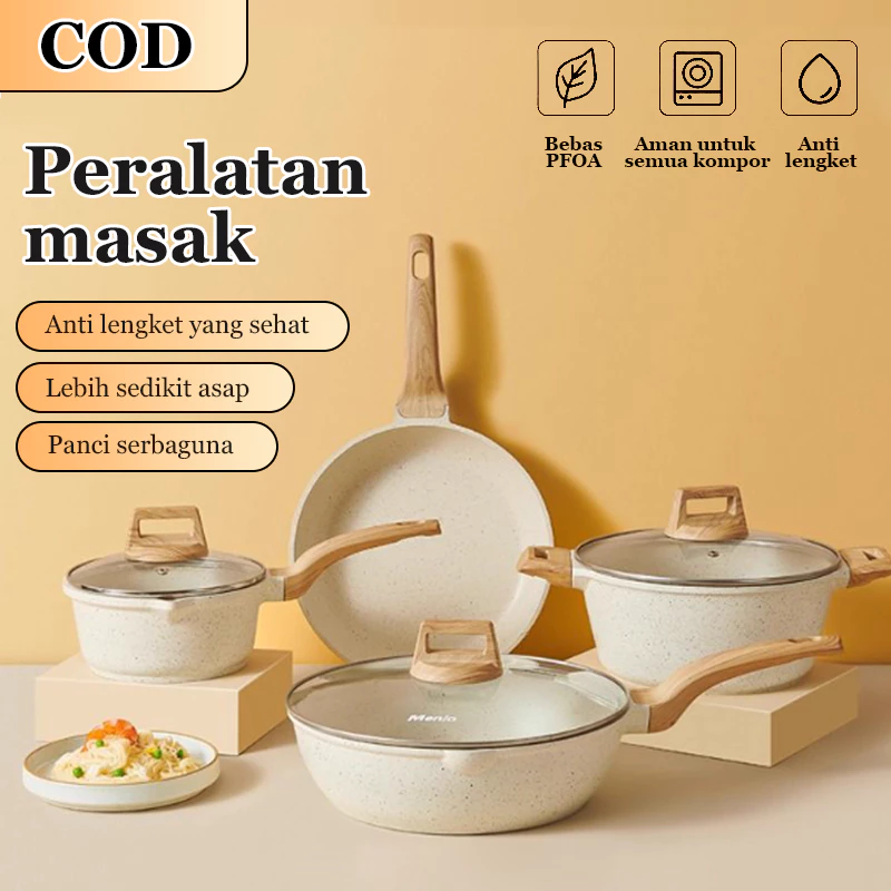 7PCS Set Peralatan Masak Anti Lengket Hitam