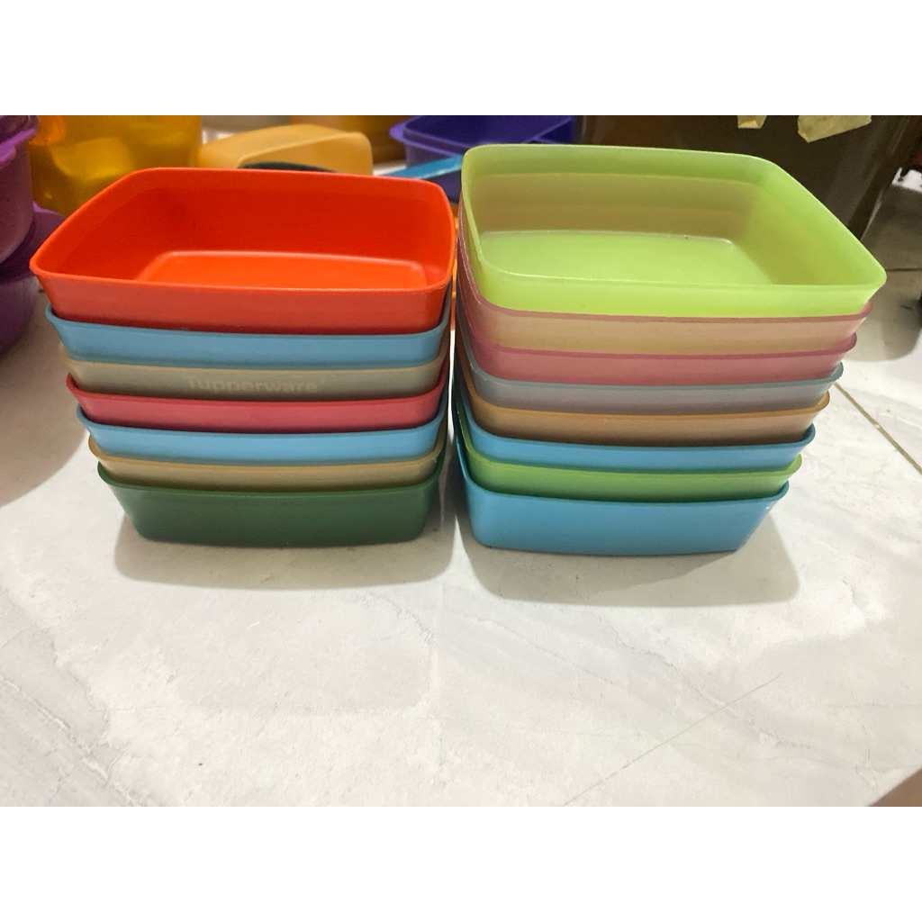 Jual base square gepeng mini tupperware second tanpa tutup | Shopee ...