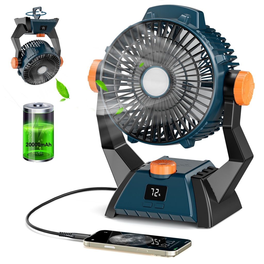 Jual (Ready) Portable Desk Fan Kipas Silent 20000mAh Led Camping Fan ...