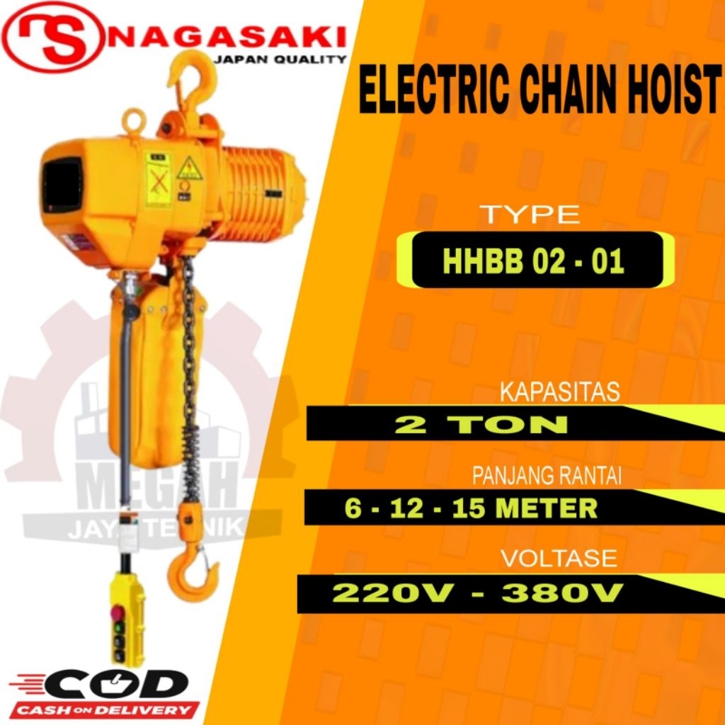 Jual Electric chain hoist 2 ton rantai 6 mtr, 12 mtr, 15 meter (1 jalur ...