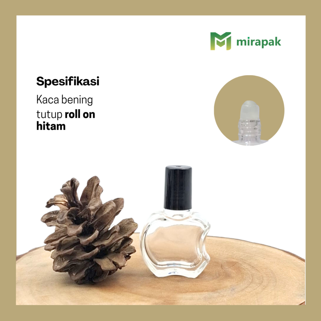 Jual BOTOL ROLL ON APEL 10ML BENING CLEAR KACA TEBAL - TUTUP HITAM ...