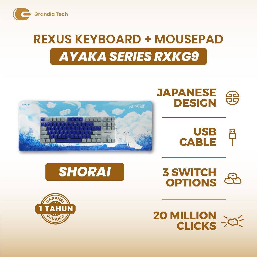 Jual Rexus RX-KG9 Keyboard Gaming TKL Mechanical RGB Shorai Ayaka ...