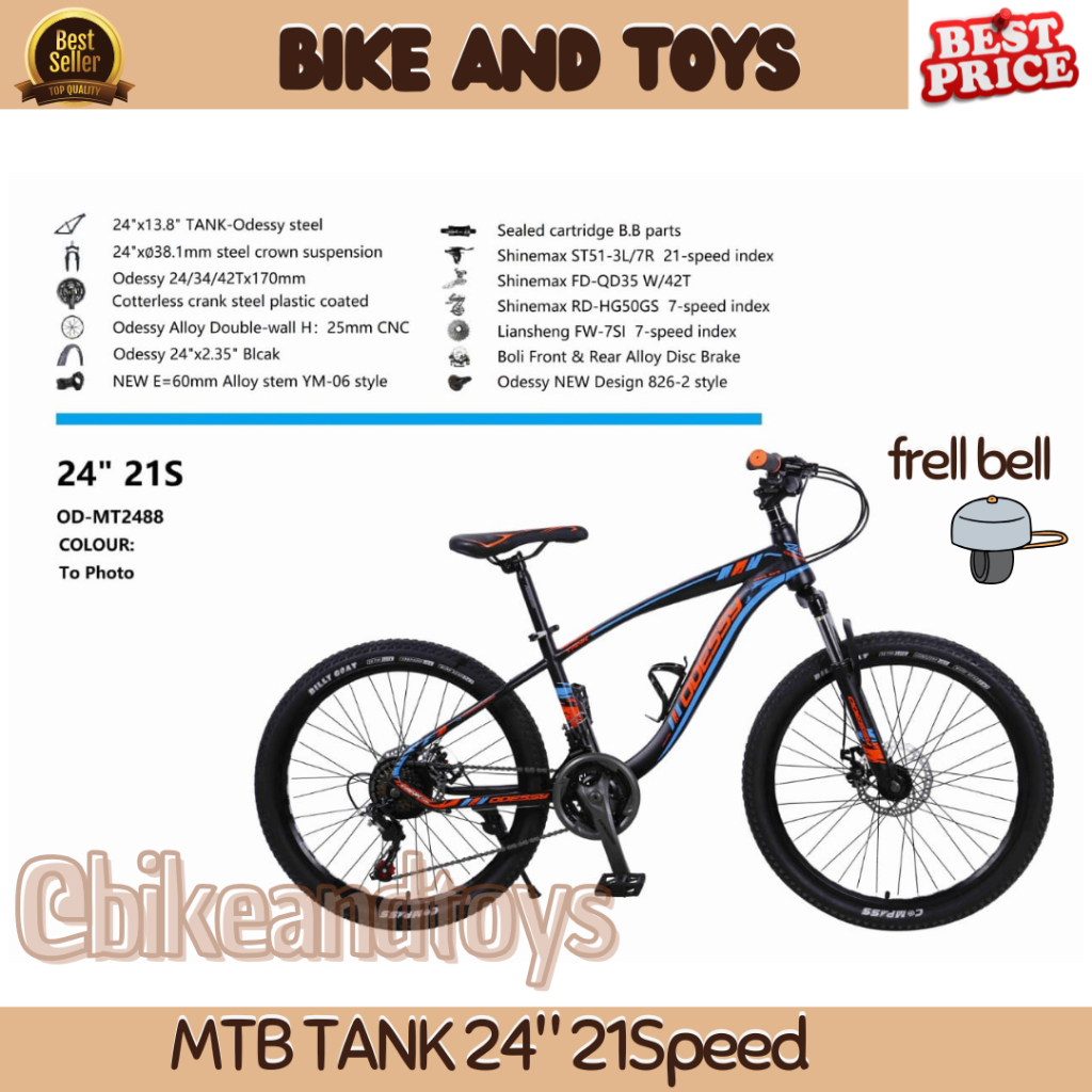 Jual FREE GIFT - Sepeda Gunung MTB Tank Odessy Frame Steel Ukuran 24 ...