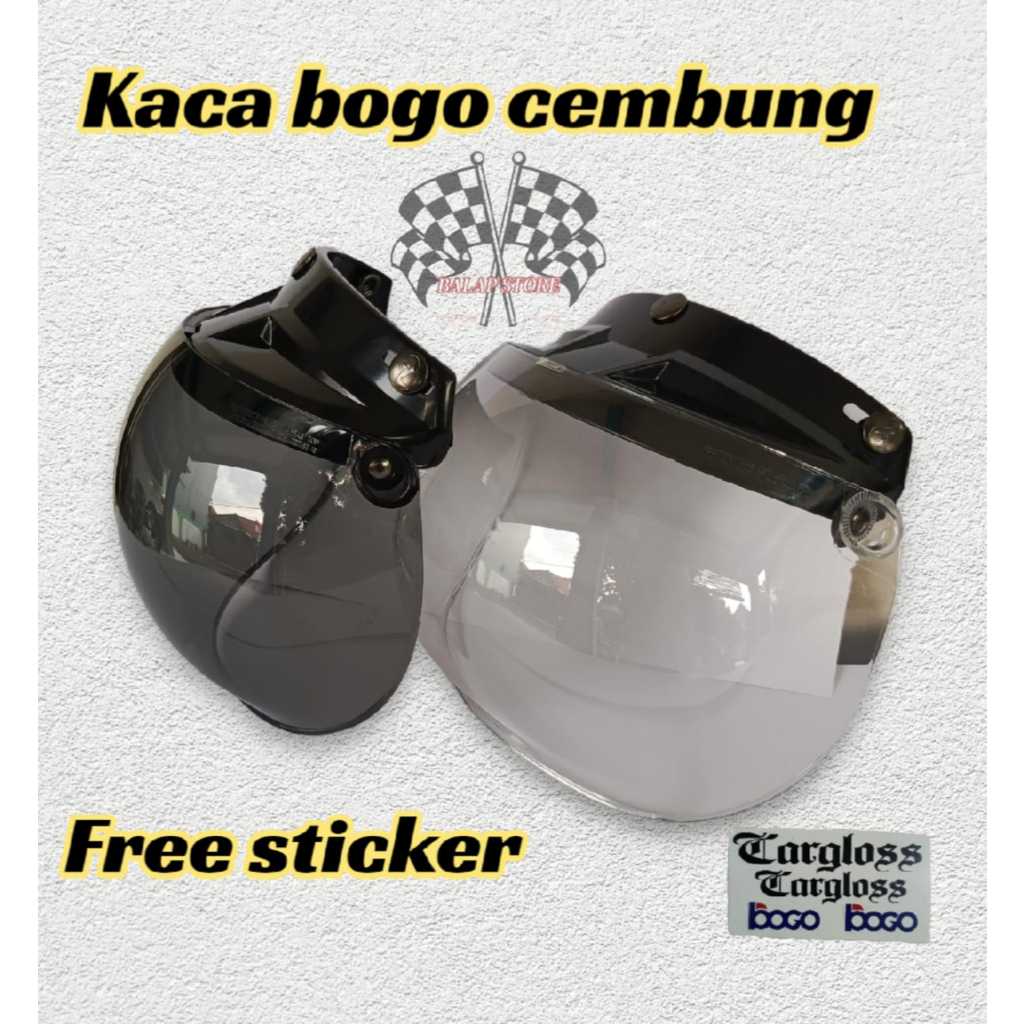 Jual Kaca Helm cargloss cembung Retro, Classic dewasa, Free Sticker ...