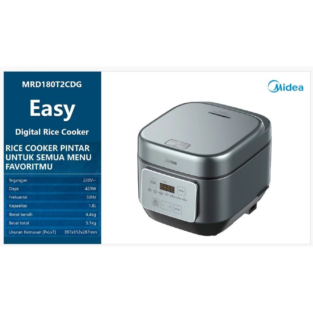 Jual Midea Rice Cooker Digital MRD-180T2-CDG – Magic Com 1.8 Liter | 3D ...
