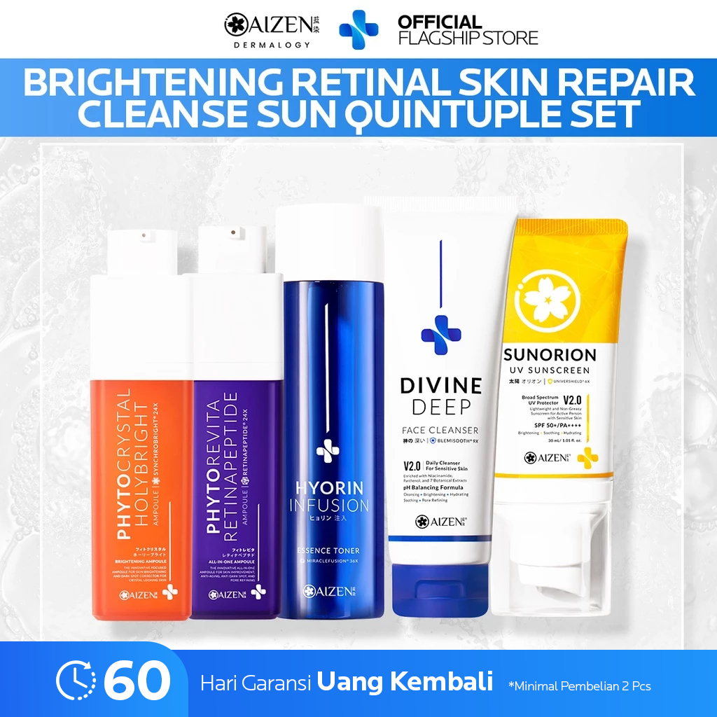 Jual Aizen - Brightening Retinal Skin Repair Cleanse Sun Quintuple Set ...