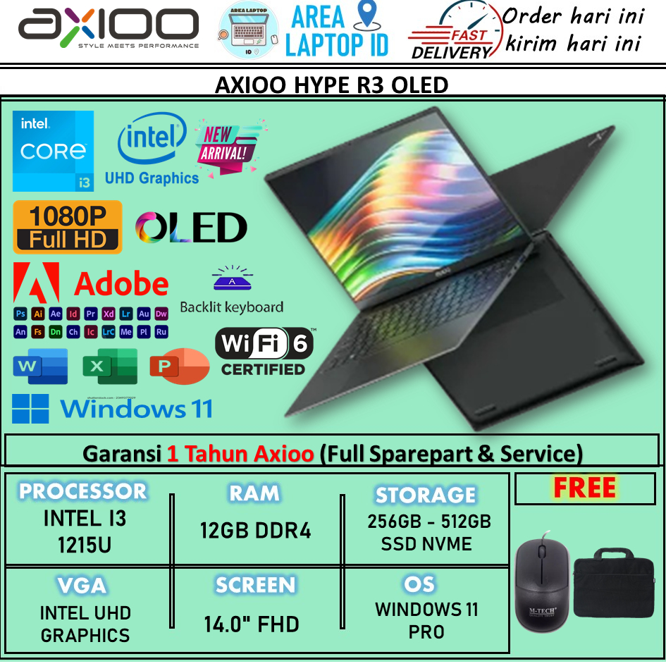 Jual LAPTOP AXIOO HYPE R3 OLED INTEL I3 1215U 24GB 256GB 14.0 FHD OLED ...