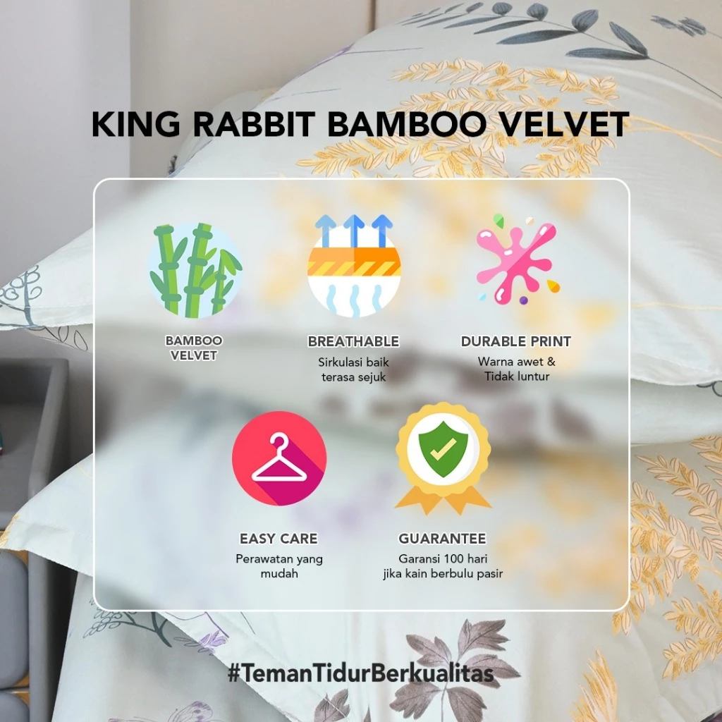 King Rabbit Bamboo Velvet Bed Cover Single Only Size 160x230 cm - foto 1