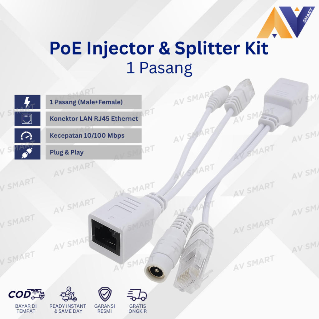 Jual Kabel PoE Injector + Splitter Power LAN RJ45 PoE Adapter Kit 1 ...