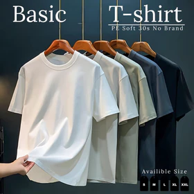 Kaos Polos Lengan Pendek Leher Bulat Unisex Pria Wanita Soft Cotton 30S. Ukuran Size S M L Xl