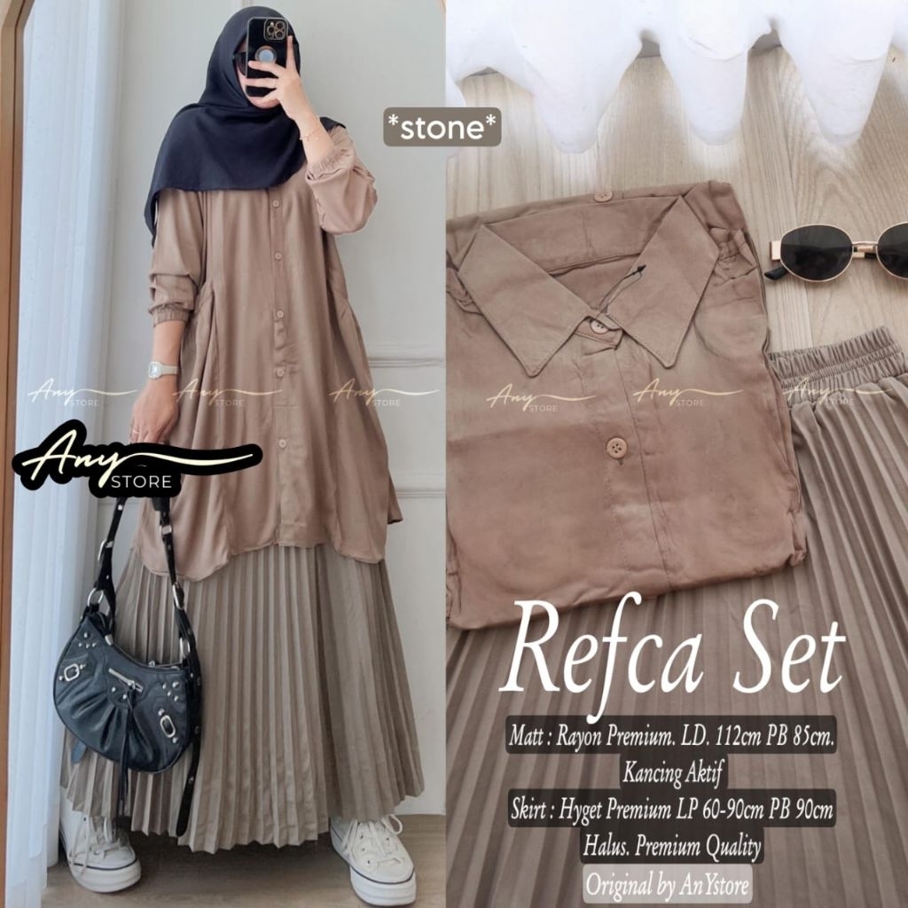 Jual Refca Set Tunik Rayon Mix Rok Plisket (Any) | Shopee Indonesia