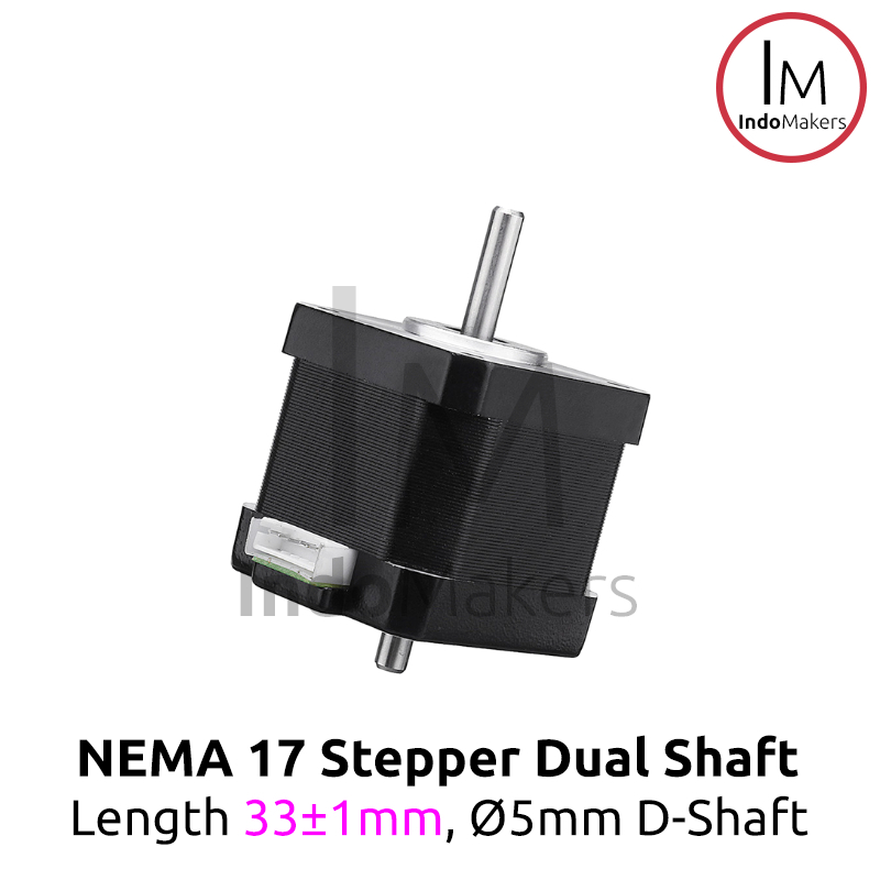 Jual NEMA 17 Stepper Motor 3D Printer CNC Dual Shaft 5mm Length 33mm ...