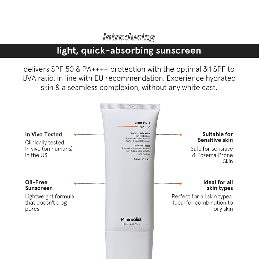 Jual [NEW LAUNCH] Minimalist Light Fluid SPF 50 PA++++ Sunscreen ...
