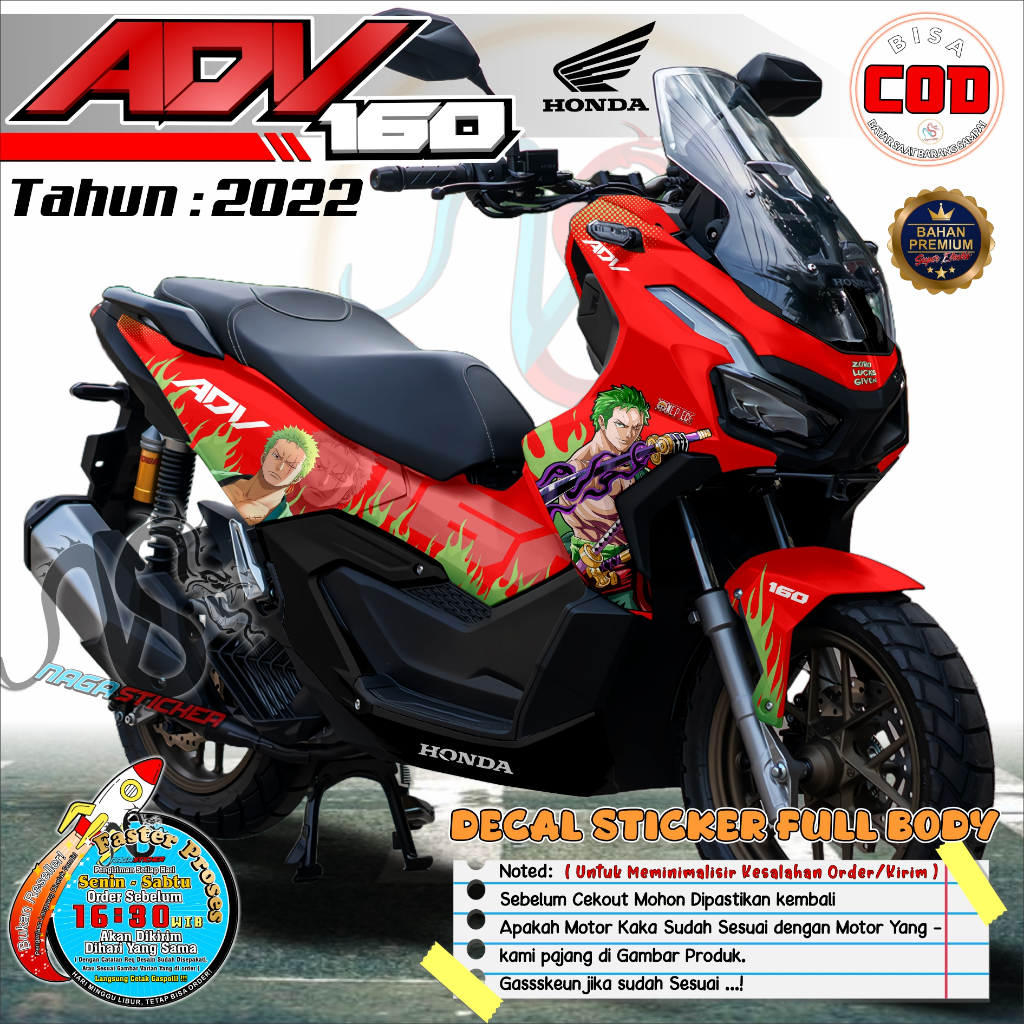 Jual Bisa COD Decal Sticker Full Body Honda ADV 160 Motif Zoro ONE ...
