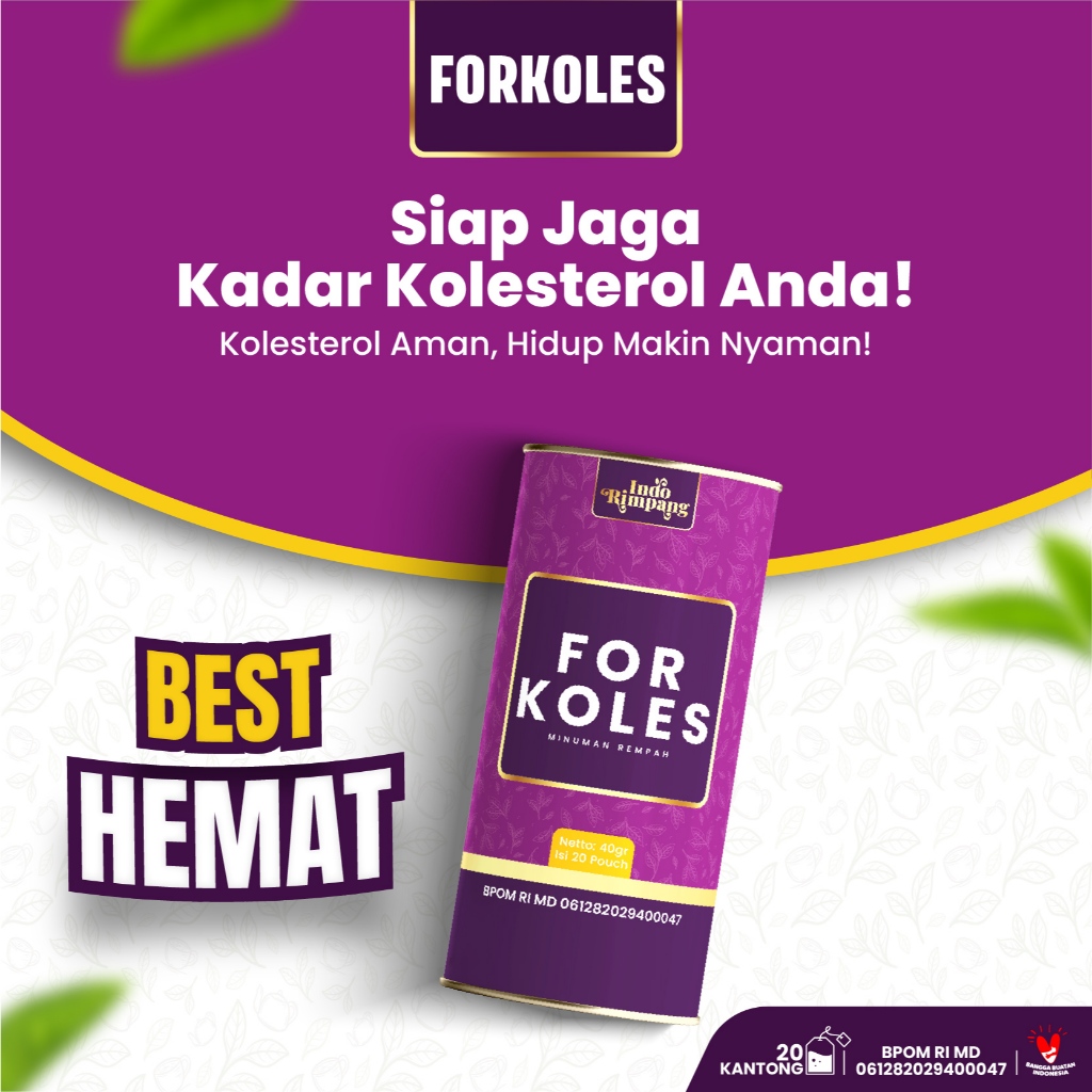 FORKOLES - Premium Tea Untuk Kolesterol Tinggi Teh Herbal Temulawak Rosela Mengkudu Daun Salam BPOM