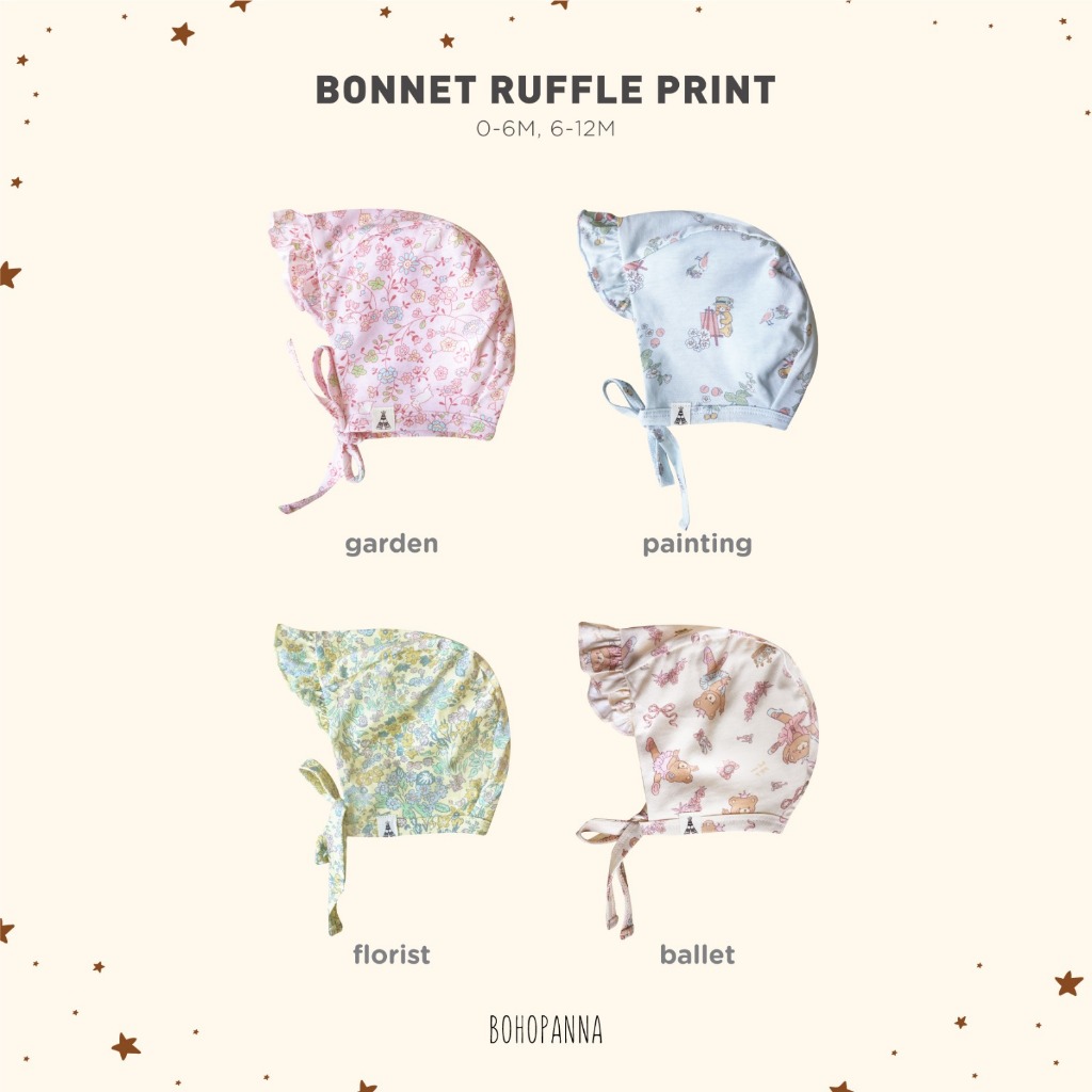 Jual BOHOPANNA - BONNET RUFFLE PRINT - TOPI BAYI | Shopee Indonesia