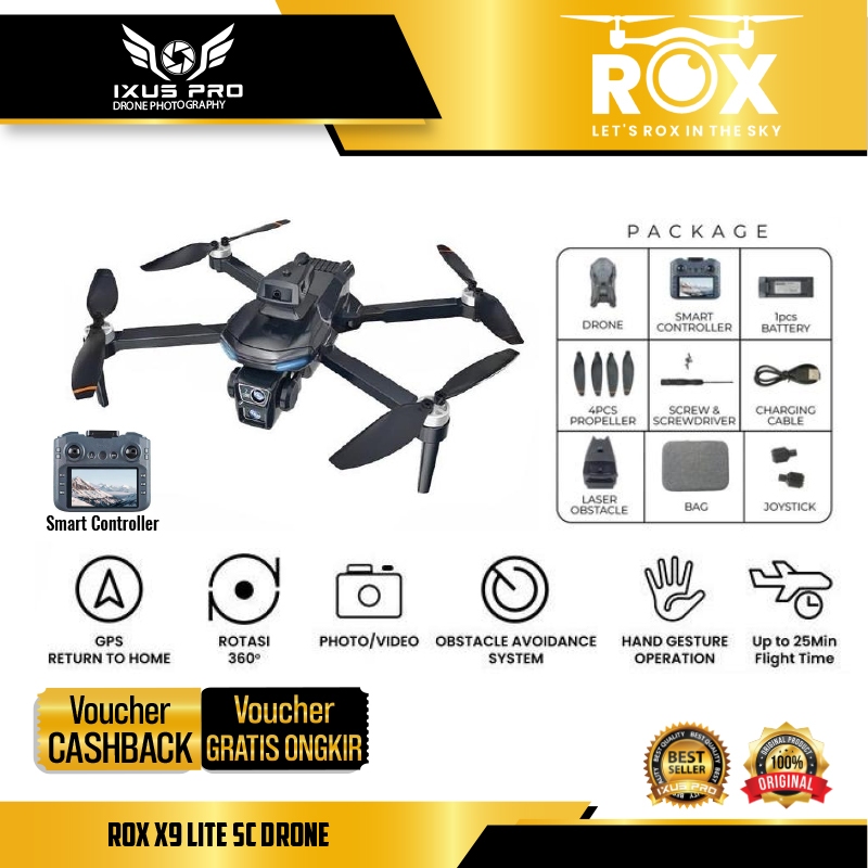 Jual Drone ROX X9 LITE SC Drone GPS Brushless 25 Min Flight Time with ...