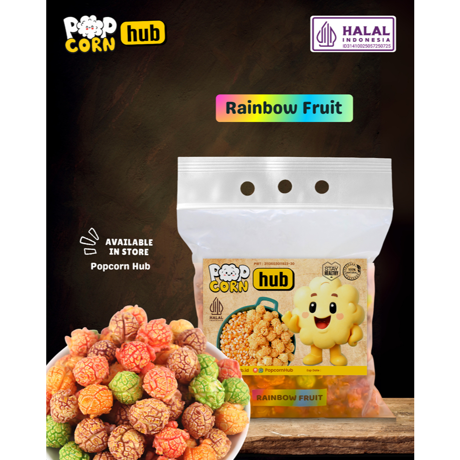 Jual Popcorn Hub – Mushroom Popcorn Rainbow Fruit Rasa Buah 400gr ...